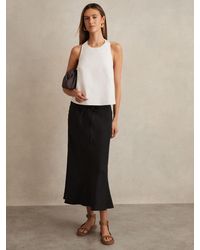Reiss - Roxi - Black Slip Midi Skirt, Us 10 - Lyst