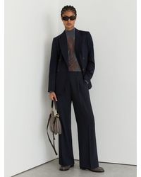 Reiss - Petite Elasticated-Waist Wide-Leg Twill Trousers - Lyst