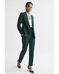 Reiss - Jade - Bottle Green Slim Petite Slim Fit Wool Blend Mid Rise Suit Trousers - Lyst