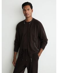 Reiss - Merino Wool Zip-Through Bomber Cardigan - Lyst