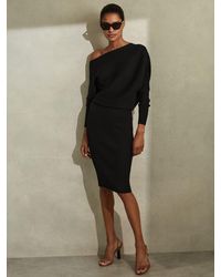 Reiss - Lara Off-The-Shoulder Stretch-Knit Midi Dress - Lyst