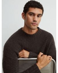 Reiss - Wool-Cashmere Bouclé Square-Knit Jumper - Lyst