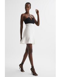 Reiss - Trina - Black/white Colourblock Strappy Mini Dress, Us 14 - Lyst