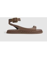 Reiss - Gabi - Tan Leather Plait Detail Sandals - Lyst