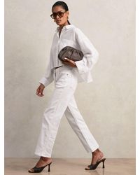Reiss - Linen Oversize Cropped Shirt - Lyst