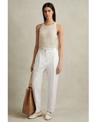 Reiss - Farrah - White Tapered Suit Trousers With Tm Fibers - Lyst