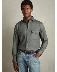 Reiss - Stretch-Cotton Twill Twin-Pocket Overshirt - Lyst