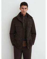 Reiss - Four-Pocket Hooded Jacket With Removable Gilet - Lyst