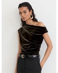 Reiss - Velvet Off-Shoulder Top - Lyst