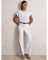 Reiss - Selin - White Petite Mid Rise Straight Leg Jeans - Lyst