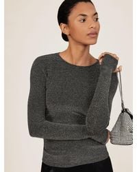 Reiss - Metallic-Knit Long-Sleeve Top - Lyst