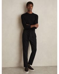 Reiss - Set - Black Belted Technical Tapered Trousers, 36 - Lyst