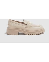 Reiss - Adele Chunky Cleated Loafers - Cream Leather Plain - Lyst