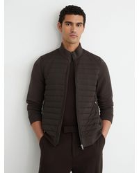 Reiss - Hybrid Quilt And Interlock Zip Jacket - Lyst