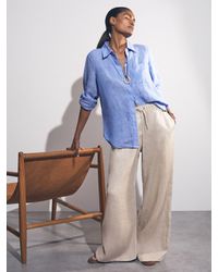 Reiss - Linen-Blend Wide-Leg Trousers - Lyst