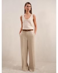 Reiss - Linen-Blend Wide-Leg Trousers - Lyst