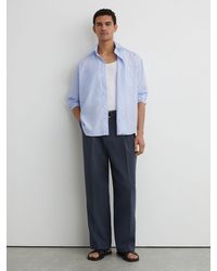 Reiss - Lyocell Stripe Button-Through Overshirt - Lyst