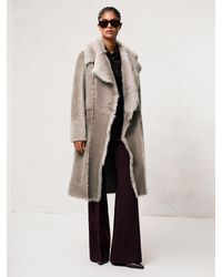 Reiss - Shearling And Leather Coat - Lyst
