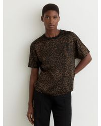 Reiss - Silk Animal-Print Short-Sleeve Top - Lyst