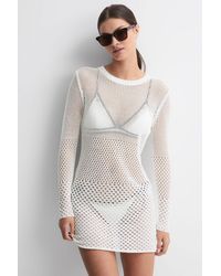 Reiss - Esta - Cream Crochet Mini Dress - Lyst