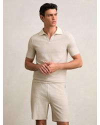 Reiss - Ecru & Taupe Cotton-Blend Stripe Drawstring Shorts - Lyst