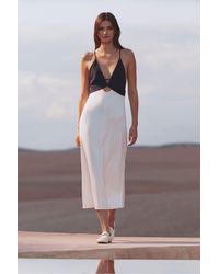Reiss - Ella - Navy/white Colourblock Strappy Midi Dress, Us 0 - Lyst