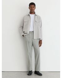 Reiss - Chain - Soft Grey Wool-blend Relaxed-fit Trousers, 38 - Lyst