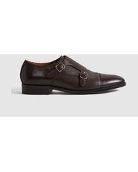 Reiss - Amalfi - Dark Brown Leather Double Monk Strap Shoes - Lyst