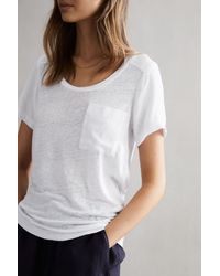 Reiss - Camilla - White Woven Linen Short Sleeve T-shirt, Uk X-small - Lyst