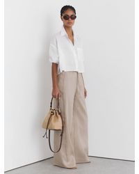 Reiss - Petite Linen Ladder-Embroidery Wide-Leg Trousers - Lyst