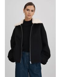 Meotine - Wool Blend Shearling Collar Jacket - Lyst