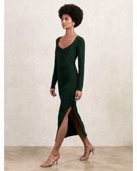 Reiss - Knitted Wrap-Front Midi Dress - Lyst