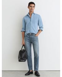 Reiss - Picton - Washed Indigo Green Cast Cotton-blend Slim-fit Jeans, 29w X 31l (uk 29 R) - Lyst