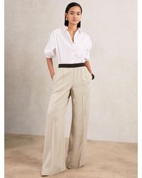 Reiss - Wilde - Neutral Petite Wide-leg Elasticated-waist Trousers, 8 - Lyst