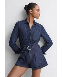 PAIGE - Carly - High Rise Belted Denim Shorts, Baltimore - Lyst