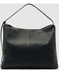 Reiss - Vigo - Black Grained Leather Tote Bag, One - Lyst