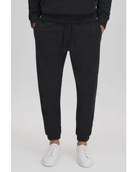 Reiss - Ali - Washed Black Fleece Lined Cotton Joggers - Lyst