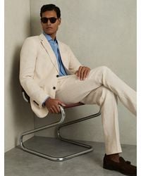 Reiss - Kin - Stone Tailored Fit Single Breasted Linen Blazer, 44 - Lyst