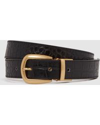Reiss - Madison - Black/camel Reversible Leather Belt - Lyst