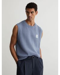 Reiss - Monogram Embroidered Relaxed Knit Vest - Lyst