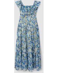 PAIGE - Silk Georgette Floral Print Maxi Dress - Lyst