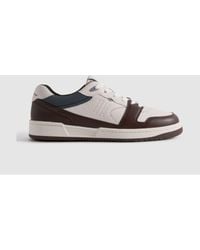 Reiss - Astor - Brown Leather Lace-up Trainers - Lyst