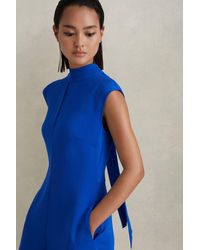 Reiss - Libby - Cobalt Blue Fitted Asymmetric Midi Dress - Lyst