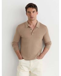 Reiss - Pigment-Dyed Merino Wool Long-Sleeve Polo - Lyst