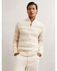 Reiss - Winter & Oatmeal Wool-Blend Fair Isle Half-Zip Jumper - Lyst