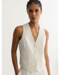 Reiss - Linen-Blend Tailored Waistcoat - Lyst
