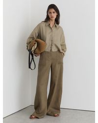 Reiss - Linen Wide-Leg Trousers - Lyst