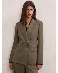 Reiss - Petite Wool-Blend Double-Breasted Suit Blazer - Lyst