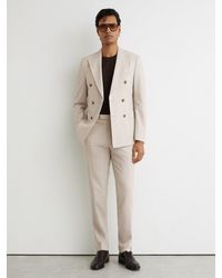 Reiss - Stone Belmont Tailored Fit Textured Suit Trousers With Wool - Lyst