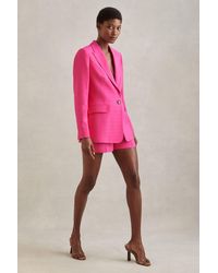 Reiss - Hewey - Pink Tailored Textured Suit Shorts - Lyst